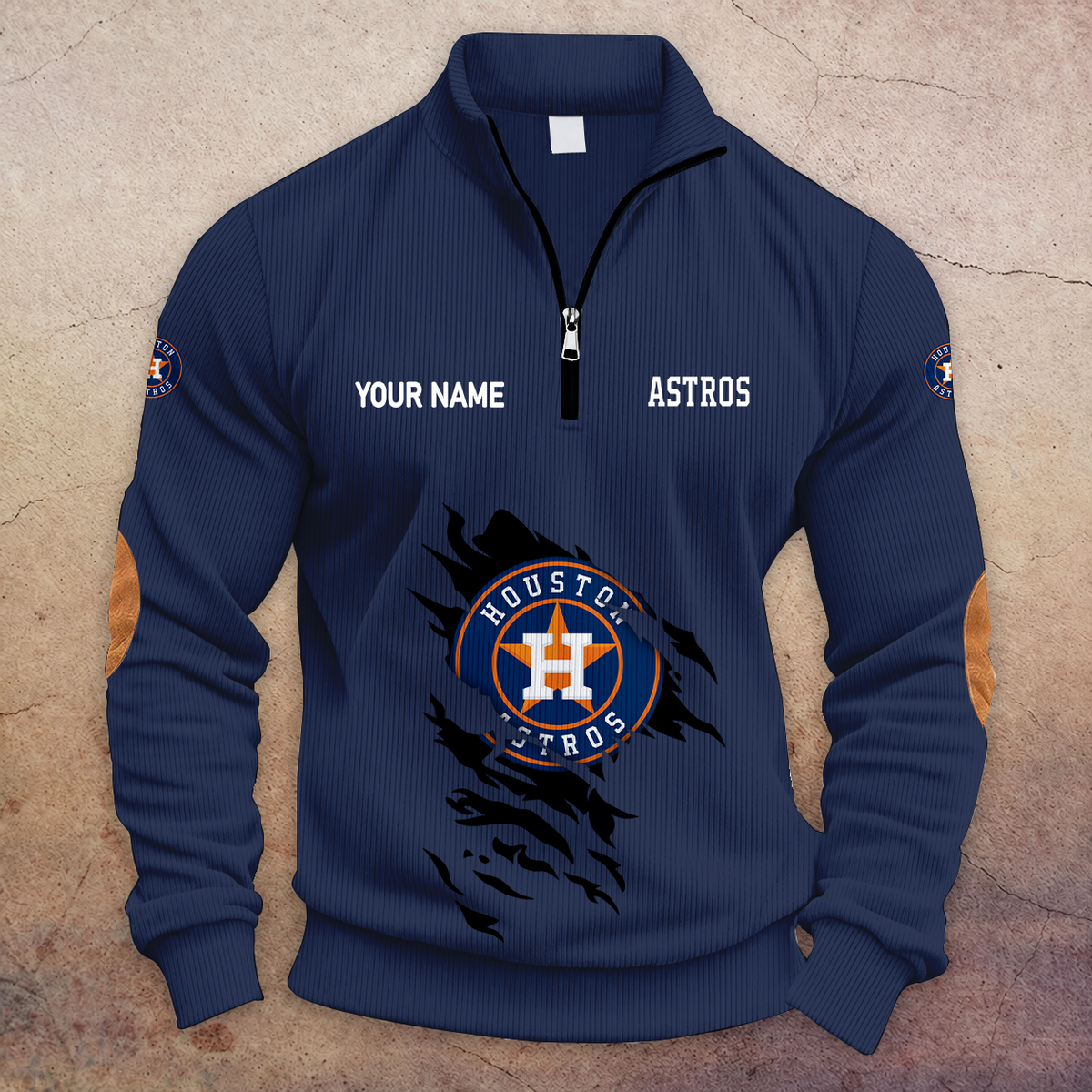 [FLASH SALE] NEW CUSTOMIZED MLB10 HAS HOUSTON ASTROS MULTICOLOR STRIPED QUATER ZIP SWEATSHIRT