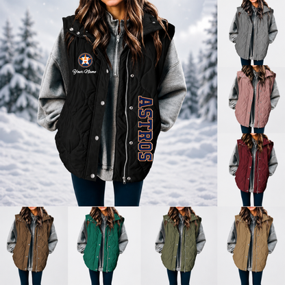 [FLASH SALE] NEW CUSTOMIZED MLB14 SMS SEATTLE MARINERS WOMEN'S MULTICOLOR SLEEVELESS PUFFER COAT