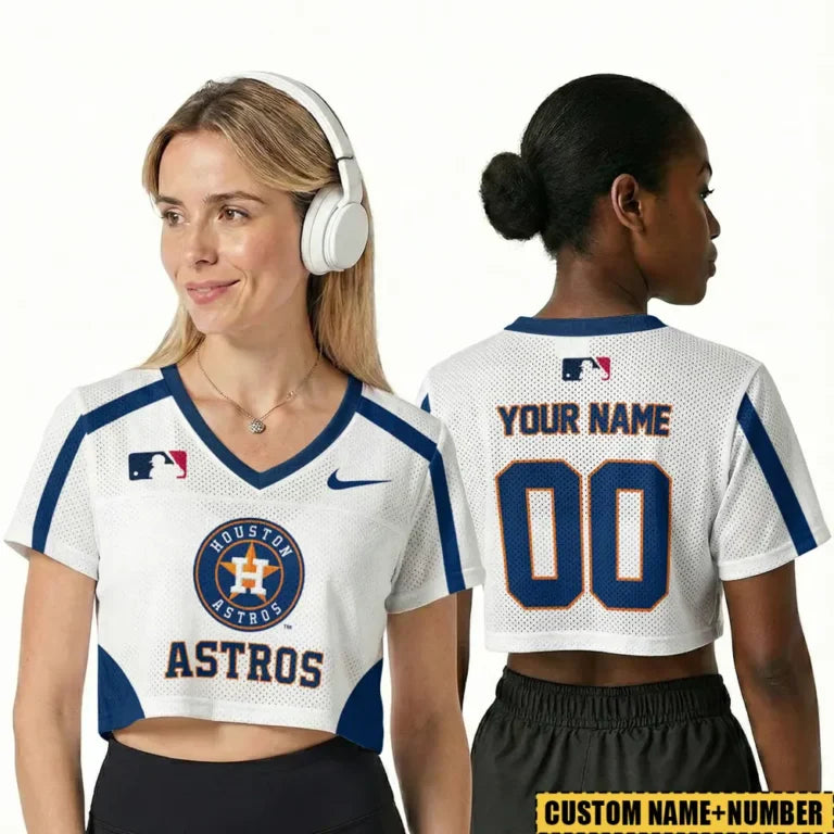 [FLASH SALE] NEW CUSTOMIZED MLB10 HAS HOUSTON ASTROS V-NECK JERSEY CROP TOP
