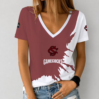 [FAN FAVORITE] NEW CUSTOMIZED NCAA CWS10 SCG SOUTH CAROLINA GAMECOCKS V-NECK FEMALE SHIRT