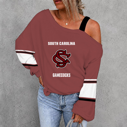[FAN FAVORITE] NEW CUSTOMIZED NCAA CWS10 SCG SOUTH CAROLINA GAMECOCKS WOMEN'S OFF-SHOULDER LONG SLEEVE SHIRT