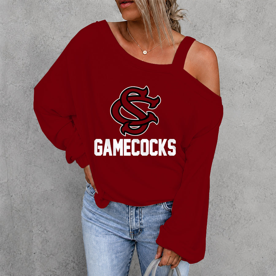 [FAN FAVORITE] NEW CUSTOMIZED NCAA CWS10 SCG SOUTH CAROLINA GAMECOCKS WOMEN'S OFF-SHOULDER LONG SLEEVE SHIRT