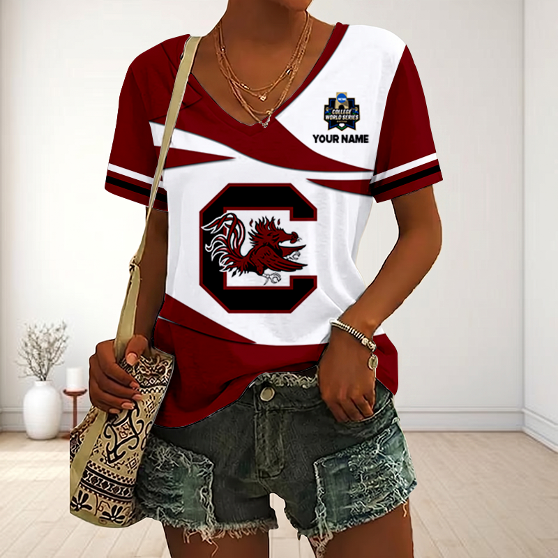 [FLASH SALE] NEW CUSTOMIZED | NCAA CWS10 SCG SC GAMECOCKS V-NECK FEMALE SHIRT