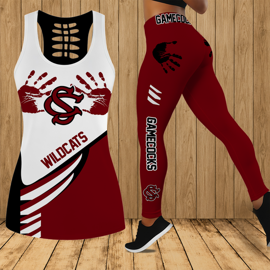 [FAN FAVORITE] NEW CUSTOMIZED NCAA CWS10 SCG SOUTH CAROLINA GAMECOCKS HOLLOW TANK TOP & LEGGINGS SET