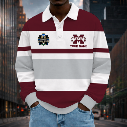 [FLASH SALE] NEW CUSTOMIZED NCAA CWS11 MSB MISSISSIPPI STATE BULLDOGS UNISEX LONG SLEEVE POLO