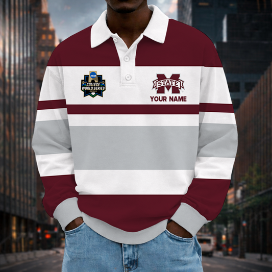 [FLASH SALE] NEW CUSTOMIZED NCAA CWS11 MSB MISSISSIPPI STATE BULLDOGS UNISEX LONG SLEEVE POLO