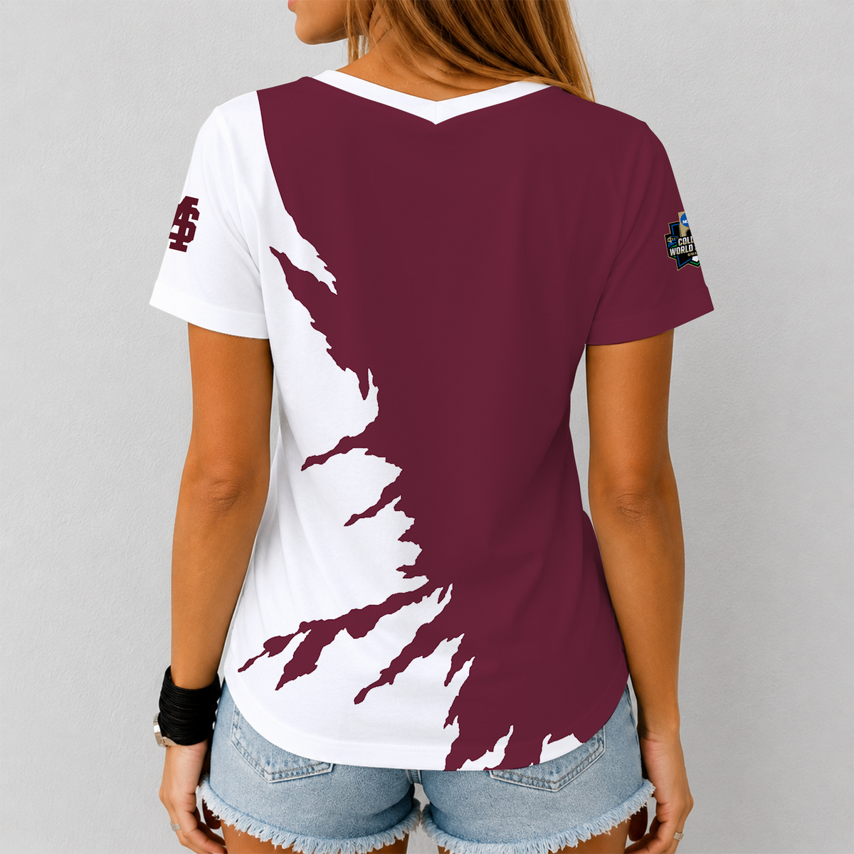 [FAN FAVORITE] NEW CUSTOMIZED NCAA CWS11 MSB MISSISSIPPI STATE BULLDOGS V-NECK FEMALE SHIRT