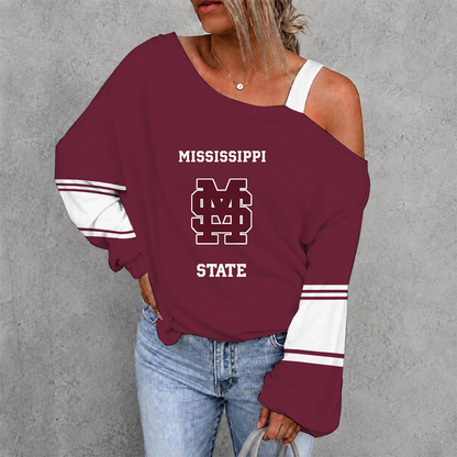 [FAN FAVORITE] NEW CUSTOMIZED NCAA CWS11 MSB MISSISSIPPI STATE BULLDOGS WOMEN'S OFF-SHOULDER LONG SLEEVE SHIRT