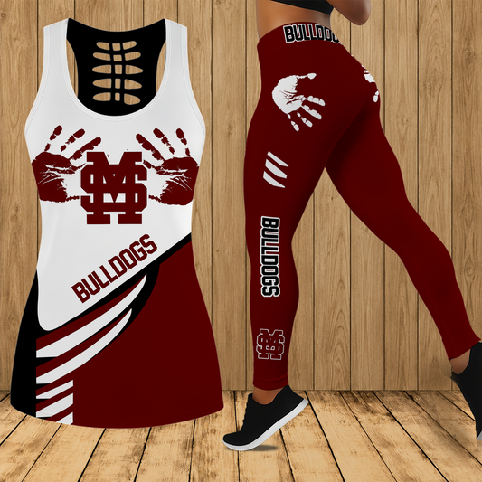 [FAN FAVORITE] NEW CUSTOMIZED NCAA CWS11 MSB MISSISSIPPI STATE BULLDOGS HOLLOW TANK TOP & LEGGINGS SET