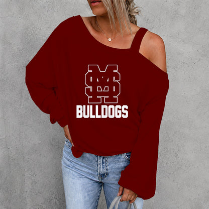 [FAN FAVORITE] NEW CUSTOMIZED NCAA CWS11 MSB MISSISSIPPI STATE BULLDOGS WOMEN'S OFF-SHOULDER LONG SLEEVE SHIRT