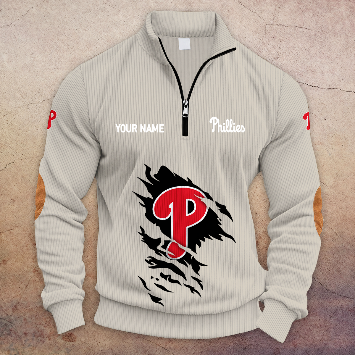 [FLASH SALE] NEW CUSTOMIZED MLB11 PPS PHILADELPHIA PHILLIES MULTICOLOR STRIPED QUATER ZIP SWEATSHIRT