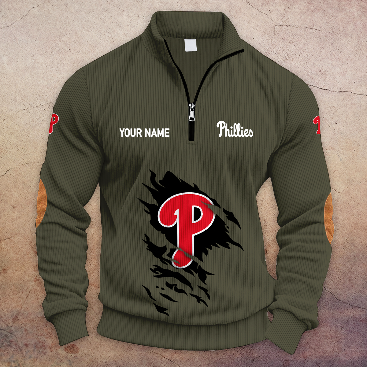 [FLASH SALE] NEW CUSTOMIZED MLB11 PPS PHILADELPHIA PHILLIES MULTICOLOR STRIPED QUATER ZIP SWEATSHIRT