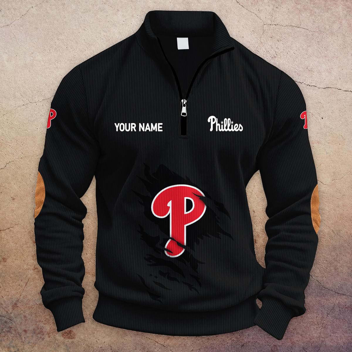 [FLASH SALE] NEW CUSTOMIZED MLB11 PPS PHILADELPHIA PHILLIES MULTICOLOR STRIPED QUATER ZIP SWEATSHIRT