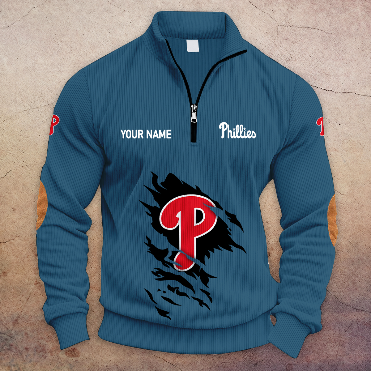 [FLASH SALE] NEW CUSTOMIZED MLB11 PPS PHILADELPHIA PHILLIES MULTICOLOR STRIPED QUATER ZIP SWEATSHIRT
