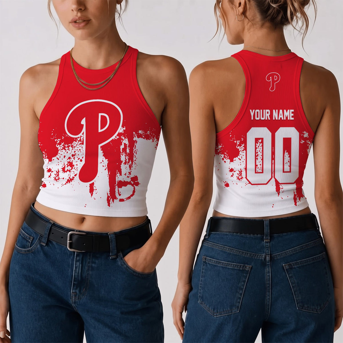 [FLASH SALE] NEW CUSTOMIZED MLB11 PPS THE PHILLIES WOMEN'S CROP TOP