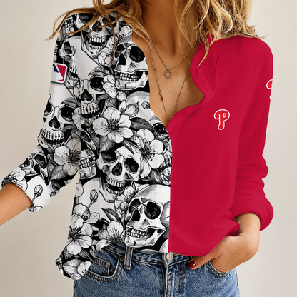 [FLASH SALE] NEW CUSTOMIZED MLB11 PPS PHILADELPHIA PHILLIES WOMEN'S CASUAL SHIRT