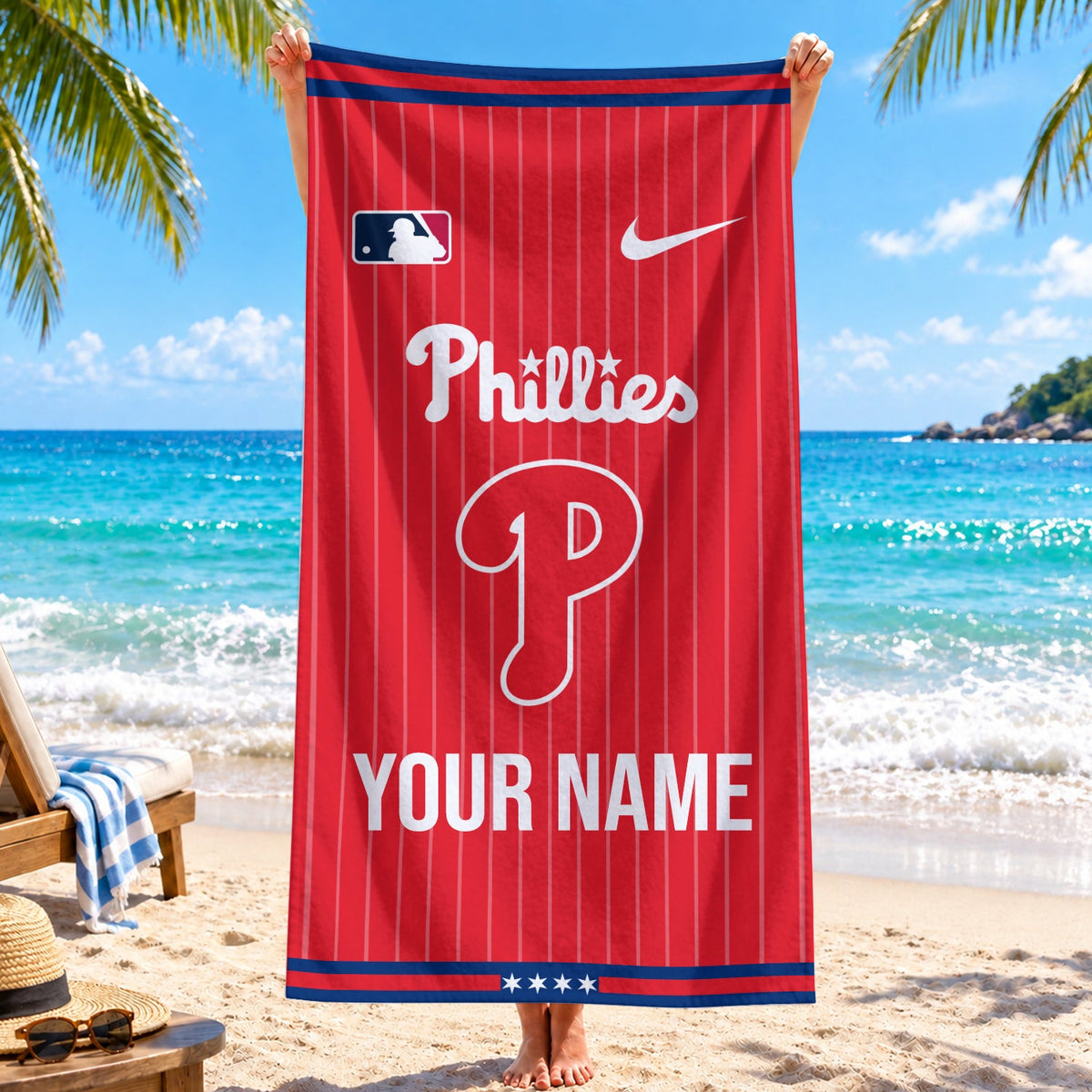 [FLASH SALE] NEW CUSTOMIZED MLB11 PPS PHILADELPHIA PHILLIES BEACH TOWEL