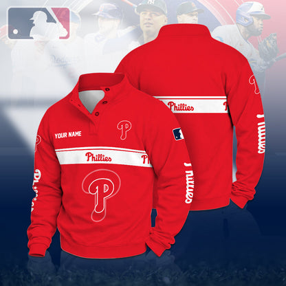 [FLASH SALE] NEW CUSTOMIZED MLB11 PPS PHILADELPHIA PHILLIES QUARTER-BUTTON SWEATSHIRT
