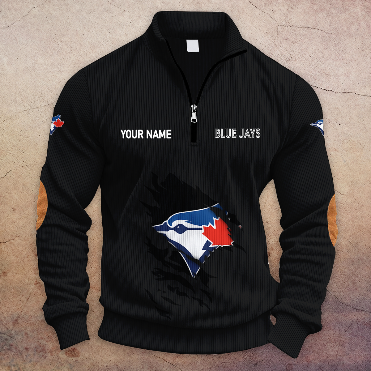 [FLASH SALE] NEW CUSTOMIZED MLB12 TBJ TORONTO BLUE JAYS MULTICOLOR STRIPED QUATER ZIP SWEATSHIRT