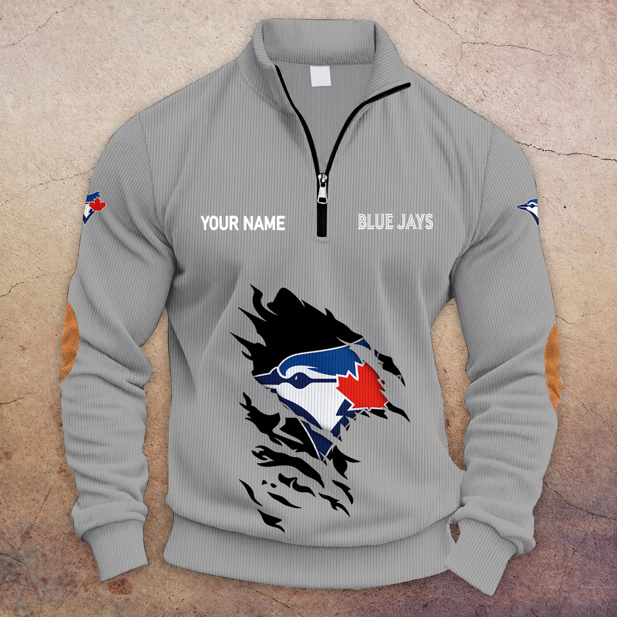[FLASH SALE] NEW CUSTOMIZED MLB12 TBJ TORONTO BLUE JAYS MULTICOLOR STRIPED QUATER ZIP SWEATSHIRT
