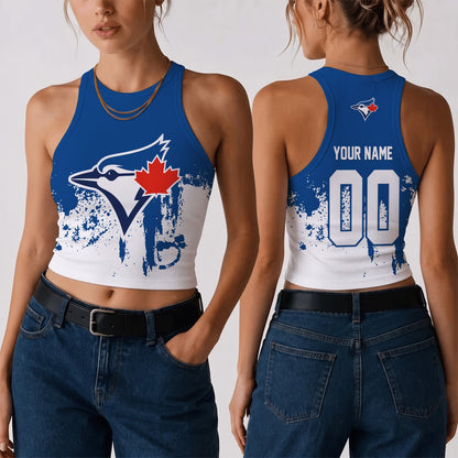 [FLASH SALE] NEW CUSTOMIZED MLB12 TBJ THE BLUE JAYS WOMEN'S CROP TOP