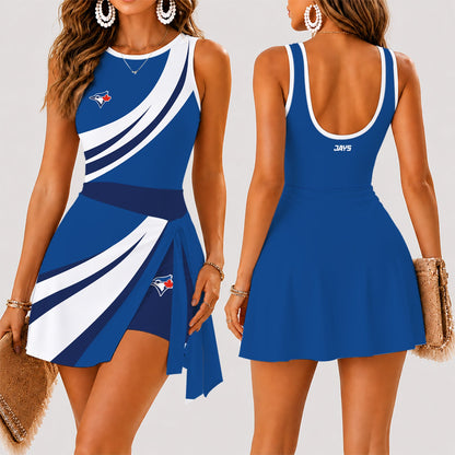 [FLASH SALE] NEW CUSTOMIZED MLB12 TBJ TORONTO BLUE JAYS WOMEN'S SUMMER SKORT DRESS