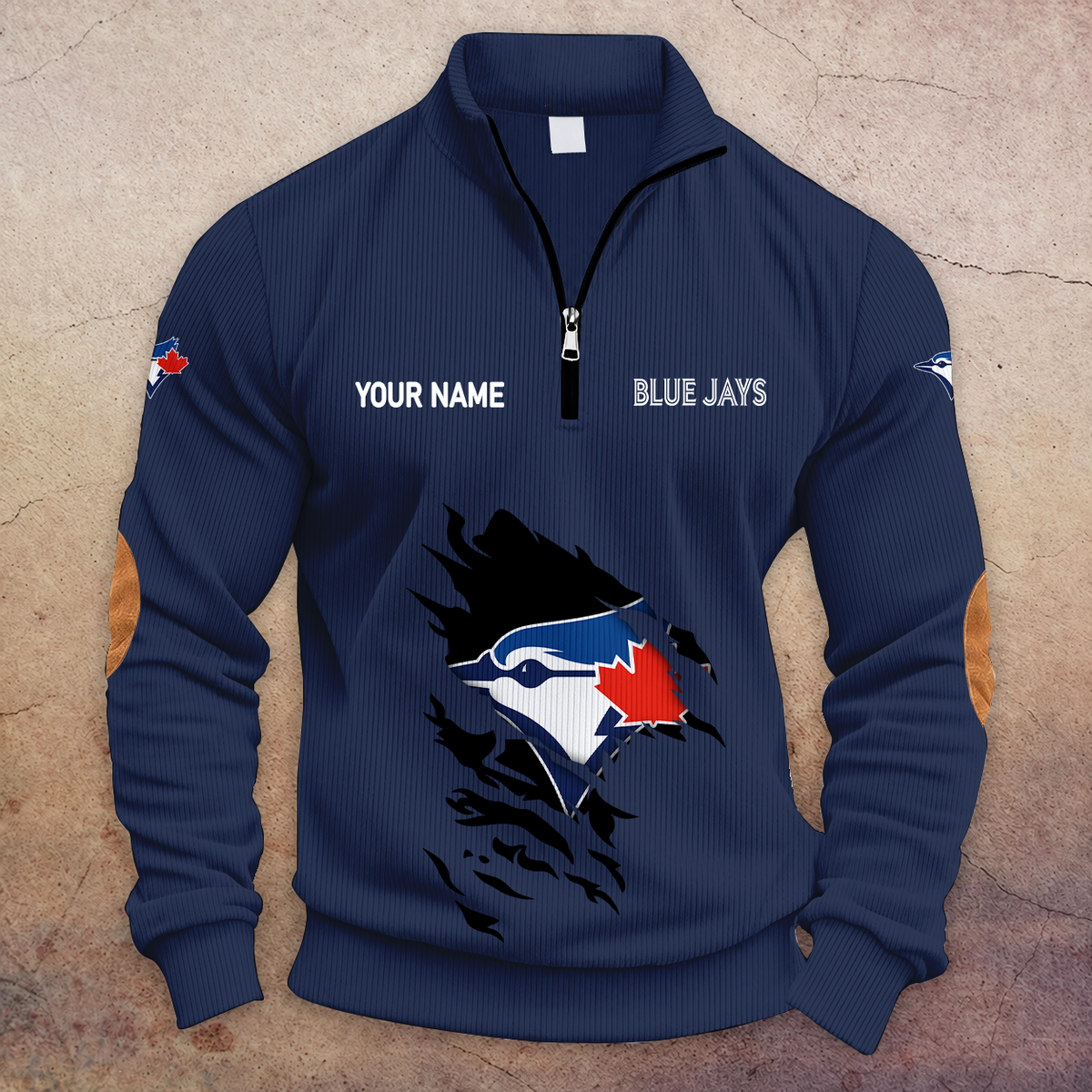 [FLASH SALE] NEW CUSTOMIZED MLB12 TBJ TORONTO BLUE JAYS MULTICOLOR STRIPED QUATER ZIP SWEATSHIRT