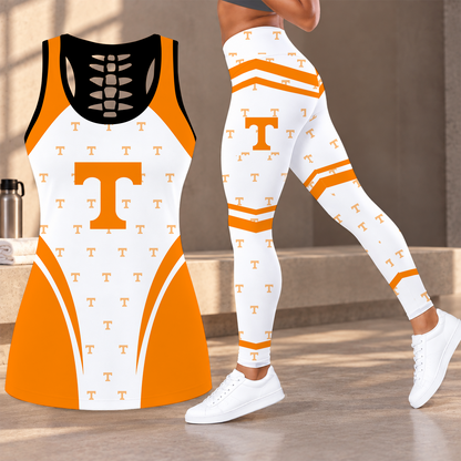 [FAN FAVORITE] NEW CUSTOMIZED NCAA CWS12 TNV TENNESSEE VOLUNTEERS HOLLOW TANK TOP & LEGGINGS SET