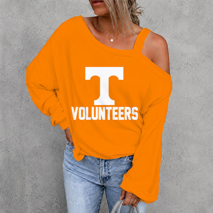 [FAN FAVORITE] NEW CUSTOMIZED NCAA CWS12 TNV TENNESSEE VOLUNTEERS WOMEN'S OFF-SHOULDER LONG SLEEVE SHIRT