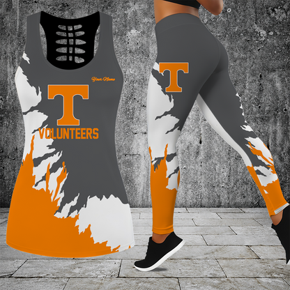 [FAN FAVORITE] NEW CUSTOMIZED NCAA CWS12 TNV TENNESSEE VOLUNTEERS HOLLOW TANK TOP & LEGGINGS SET
