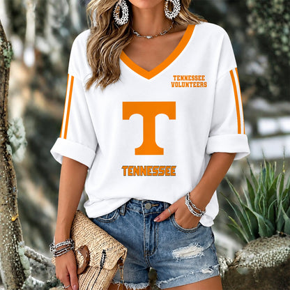 [FAN FAVORITE] NEW CUSTOMIZED NCAA CWS12 TNV TENNESSEE VOLUNTEERS WOMEN'S V-NECK LONG SLEEVE SHIRT