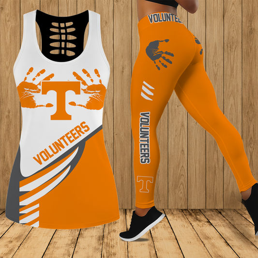 [FAN FAVORITE] NEW CUSTOMIZED NCAA CWS12 TNV TENNESSEE VOLUNTEERS HOLLOW TANK TOP & LEGGINGS SET