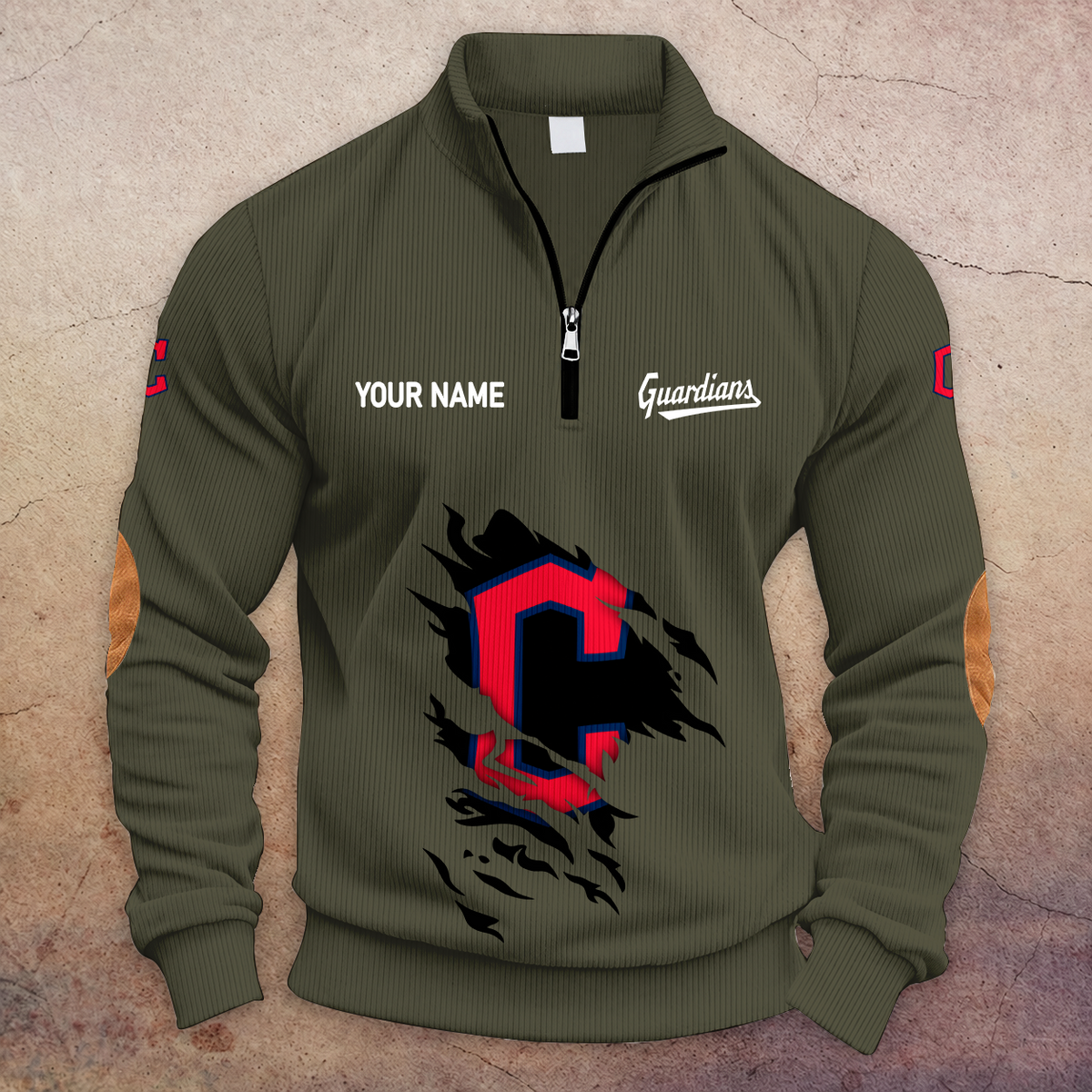 [FLASH SALE] NEW CUSTOMIZED MLB13 CGS CLEVELAND GUARDIANS MULTICOLOR STRIPED QUATER ZIP SWEATSHIRT