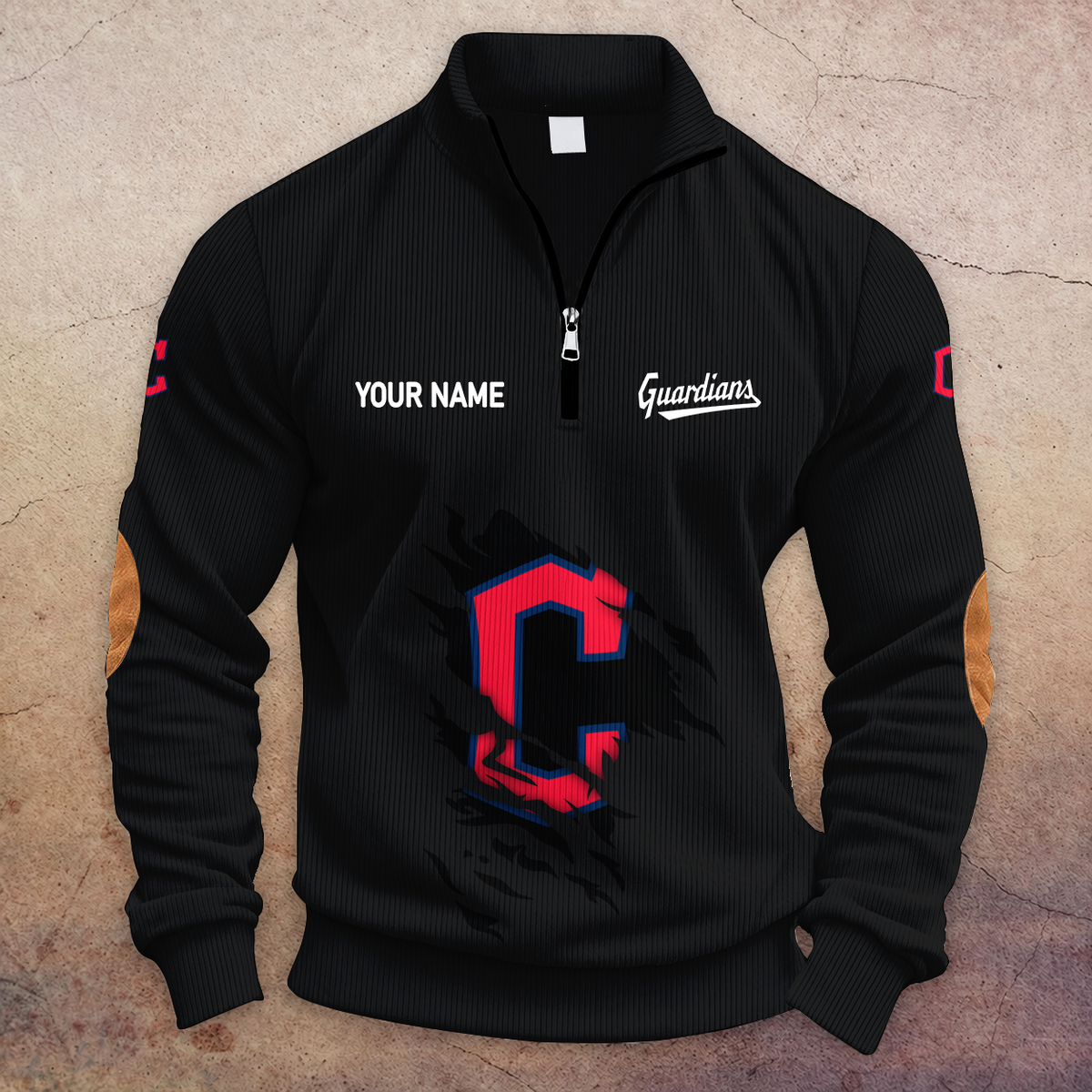 [FLASH SALE] NEW CUSTOMIZED MLB13 CGS CLEVELAND GUARDIANS MULTICOLOR STRIPED QUATER ZIP SWEATSHIRT