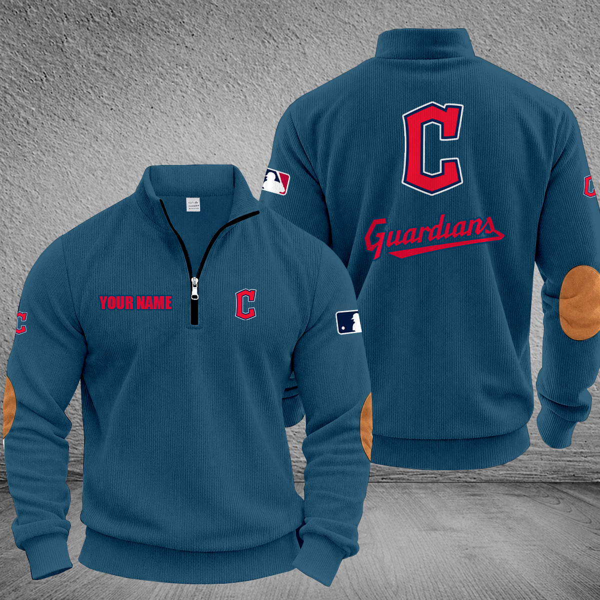 [FLASH SALE] NEW CUSTOMIZED MLB13 CGS CLEVELAND GUARDIANS MULTICOLOR STRIPED QUATER ZIP SWEATSHIRT