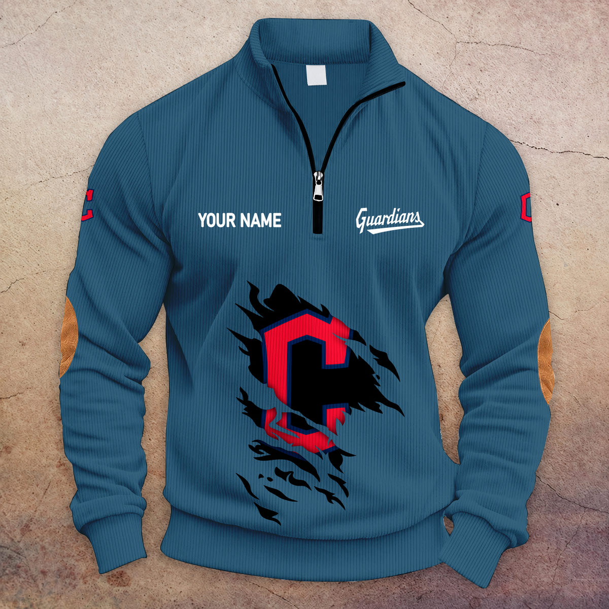 [FLASH SALE] NEW CUSTOMIZED MLB13 CGS CLEVELAND GUARDIANS MULTICOLOR STRIPED QUATER ZIP SWEATSHIRT