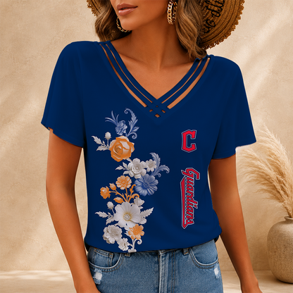 [FLASH SALE] NEW CUSTOMIZED MLB13 CGS CLEVELAND GUARDIANS V-NECK SHIRT