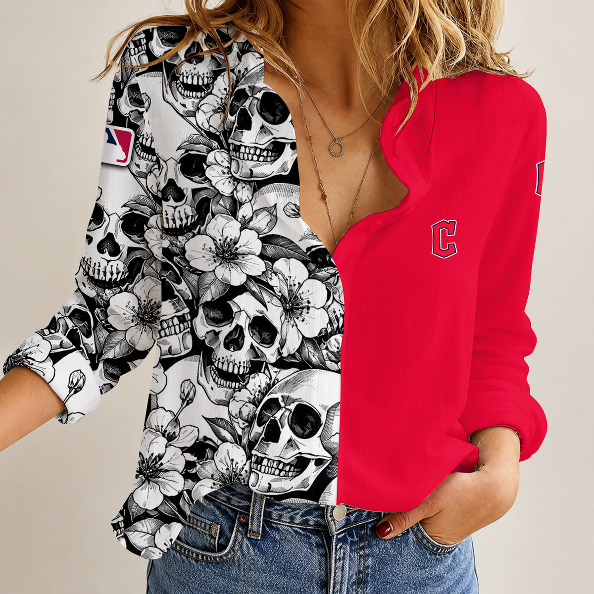 [FLASH SALE] NEW CUSTOMIZED MLB13 CGS CLEVELAND GUARDIANS WOMEN'S CASUAL SHIRT