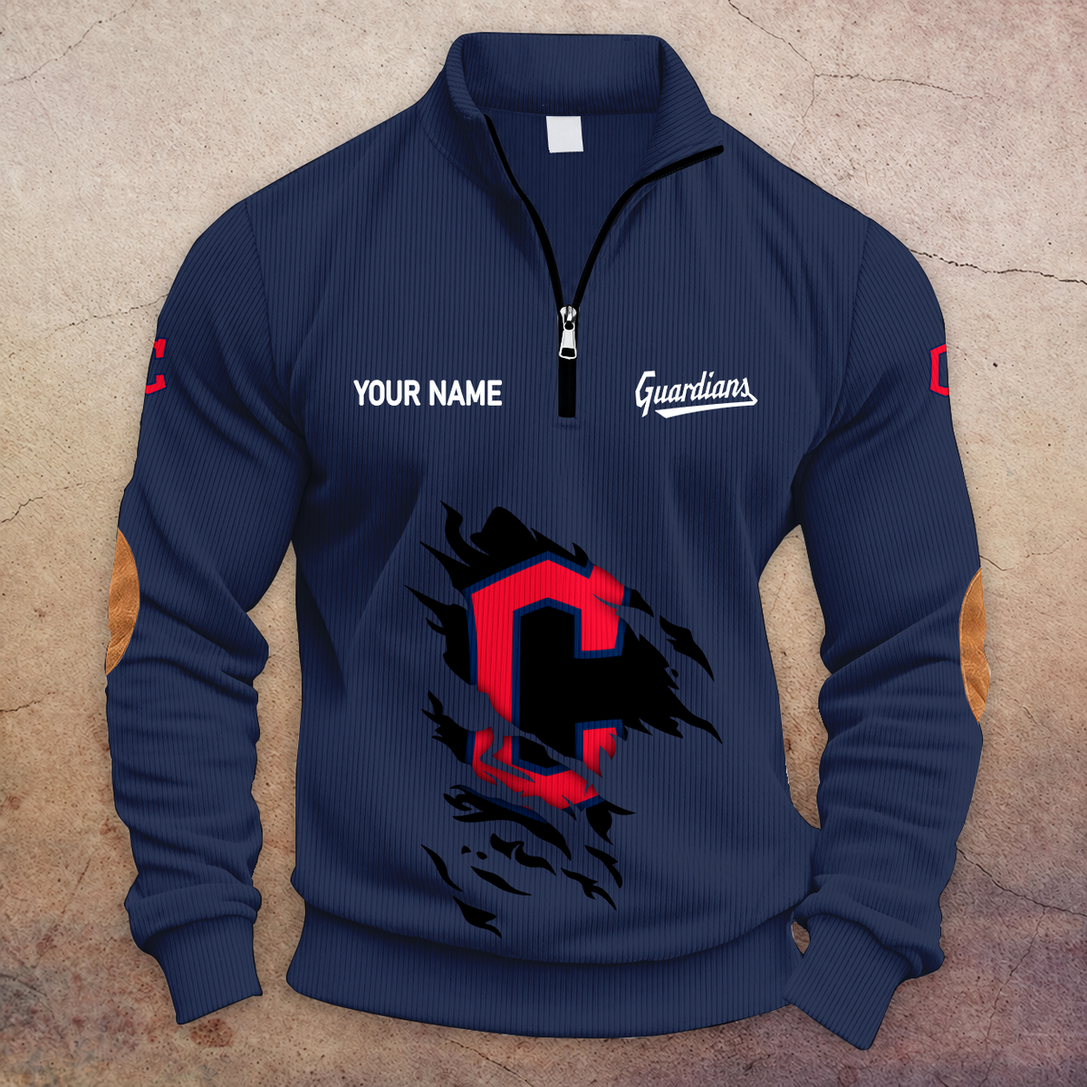 [FLASH SALE] NEW CUSTOMIZED MLB13 CGS CLEVELAND GUARDIANS MULTICOLOR STRIPED QUATER ZIP SWEATSHIRT