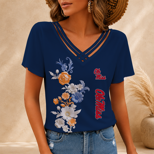 [FAN FAVORITE] NEW CUSTOMIZED NCAA CWS13 OMR OLE MISS REBELS V-NECK SHIRT