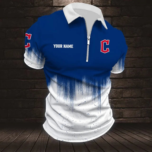 [FLASH SALE] NEW CUSTOMIZED MLB13 CGS CLEVELAND GUARDIANS ZIP POLO SHIRT
