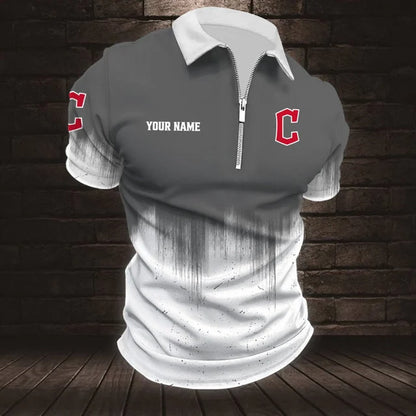 [FLASH SALE] NEW CUSTOMIZED MLB13 CGS CLEVELAND GUARDIANS ZIP POLO SHIRT