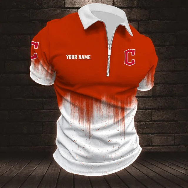 [FLASH SALE] NEW CUSTOMIZED MLB13 CGS CLEVELAND GUARDIANS ZIP POLO SHIRT