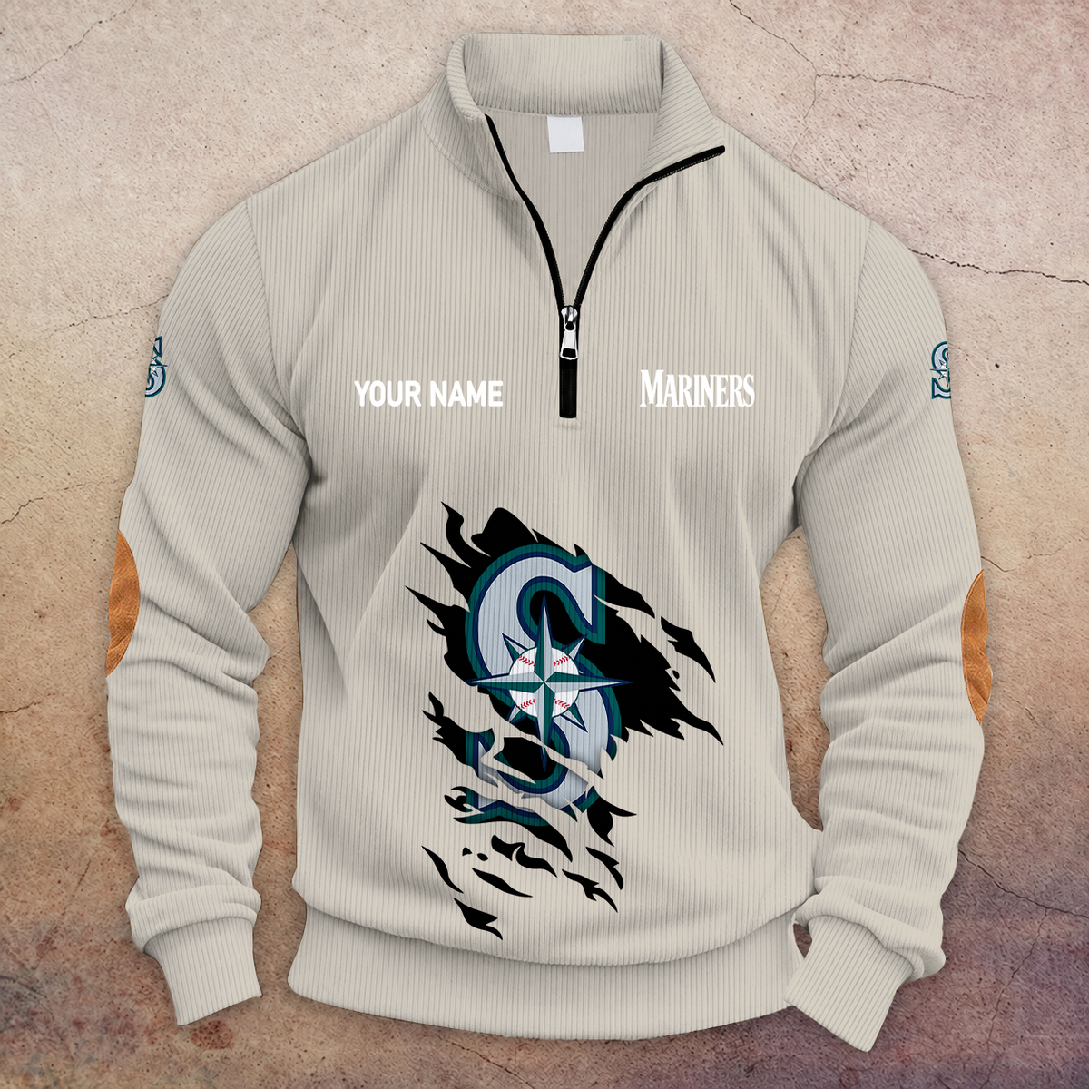 [FLASH SALE] NEW CUSTOMIZED MLB14 SMS SEATTLE MARINERS MULTICOLOR STRIPED QUATER ZIP SWEATSHIRT