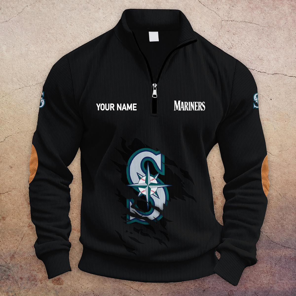 [FLASH SALE] NEW CUSTOMIZED MLB14 SMS SEATTLE MARINERS MULTICOLOR STRIPED QUATER ZIP SWEATSHIRT