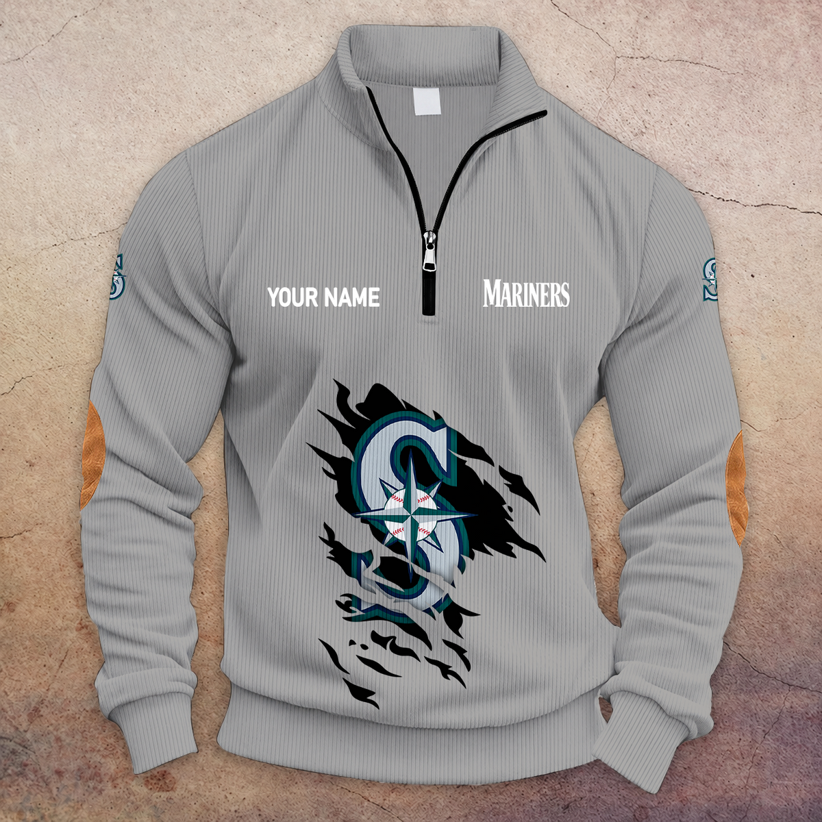 [FLASH SALE] NEW CUSTOMIZED MLB14 SMS SEATTLE MARINERS MULTICOLOR STRIPED QUATER ZIP SWEATSHIRT