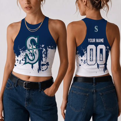 [FLASH SALE] NEW CUSTOMIZED MLB14 SMS THE MARINERS WOMEN'S CROP TOP