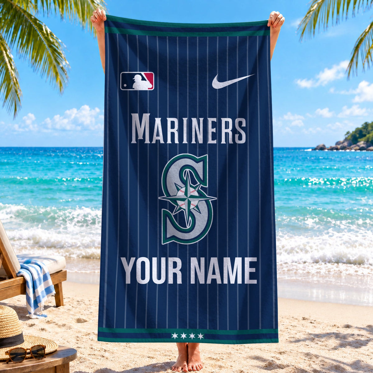 [FLASH SALE] NEW CUSTOMIZED MLB14 SMS SEATTLE MARINERS BEACH TOWEL
