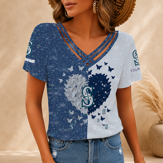 [FLASH SALE] NEW CUSTOMIZED MLB14 SMS SEATTLE MARINERS V-NECK SHIRT