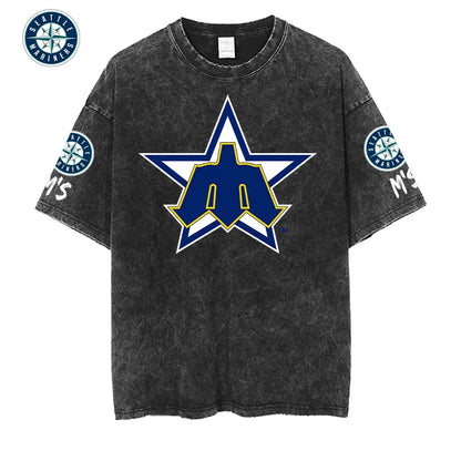 [FLASH SALE] NEW CUSTOMIZED MLB14 SMS SEATTLE MARINERS MULTICOLOR WASHED TEE